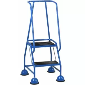 Image of 2 Tread Mobile Warehouse Steps blue 1.19m Portable Safety Ladder & Wheels