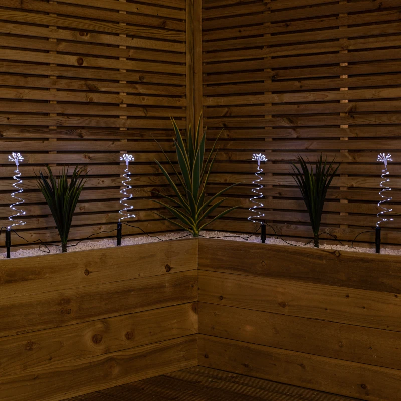 Image of 30cm Set of 4 Light up Silver Spiral Shaped Christmas Tree Garden Path Lights with 200 White LEDs
