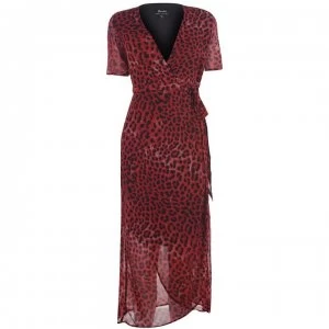 Image of Bardot Bardot Wrap Dress - Red Leopard