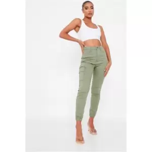 Image of I Saw It First Khaki Stretch Pocketed Cargo Jeans - Green