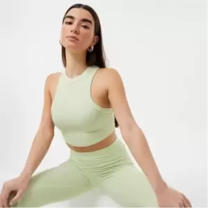 Image of Jack Wills Ribbed Cropped Tank - Green