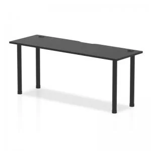 Image of Impulse Black Series 1800 x 600mm Straight Table Black Top with Cable