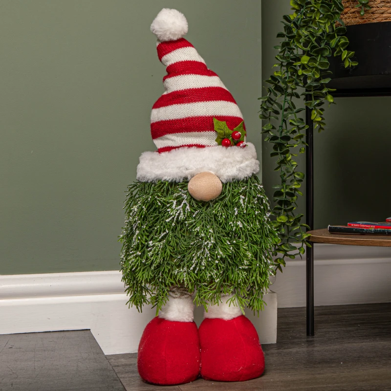 Image of 76cm Red and White Christmas Tree Standing Gonk with Striped Hat and Extendable Legs