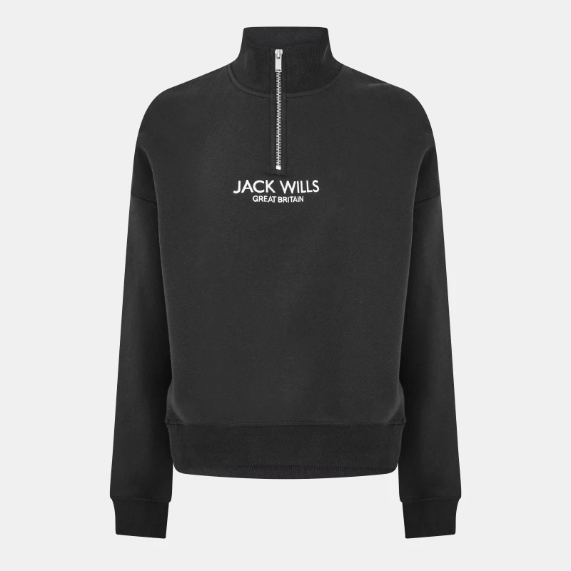 Image of Jack Wills Honeylane Half Zip Sweatshirt Womens Black09 female 4 (3XS)