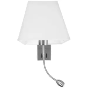Image of Charlesbourg Reading Light Sand Satin Nickel Aluminium White Shade LED 3W 190lm LED E27 - Merano