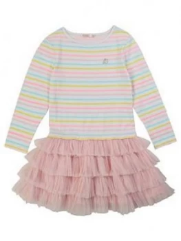 Image of Billieblush Girls Long Sleeve Stripe Tutu Dress - Multi, Size 6 Years, Women