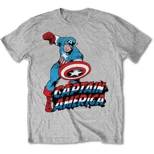 Image of Marvel Comics - Simple Captain America Unisex Large T-Shirt - Grey