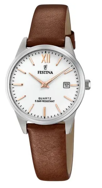 Image of Festina Watch Two Hands Date Ladies - White FST-087