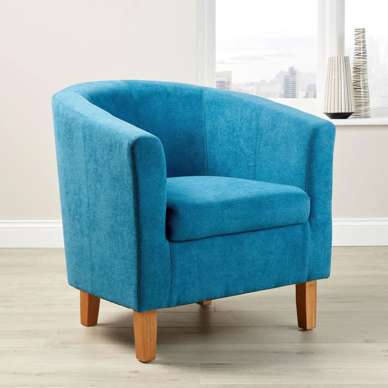 Image of Home Source Bedford Small Padded Occasional Accent Tub Chair Teal