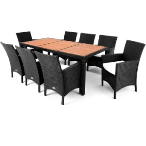 Image of 8 Seat Poly Rattan Garden Dining Set Rom Black