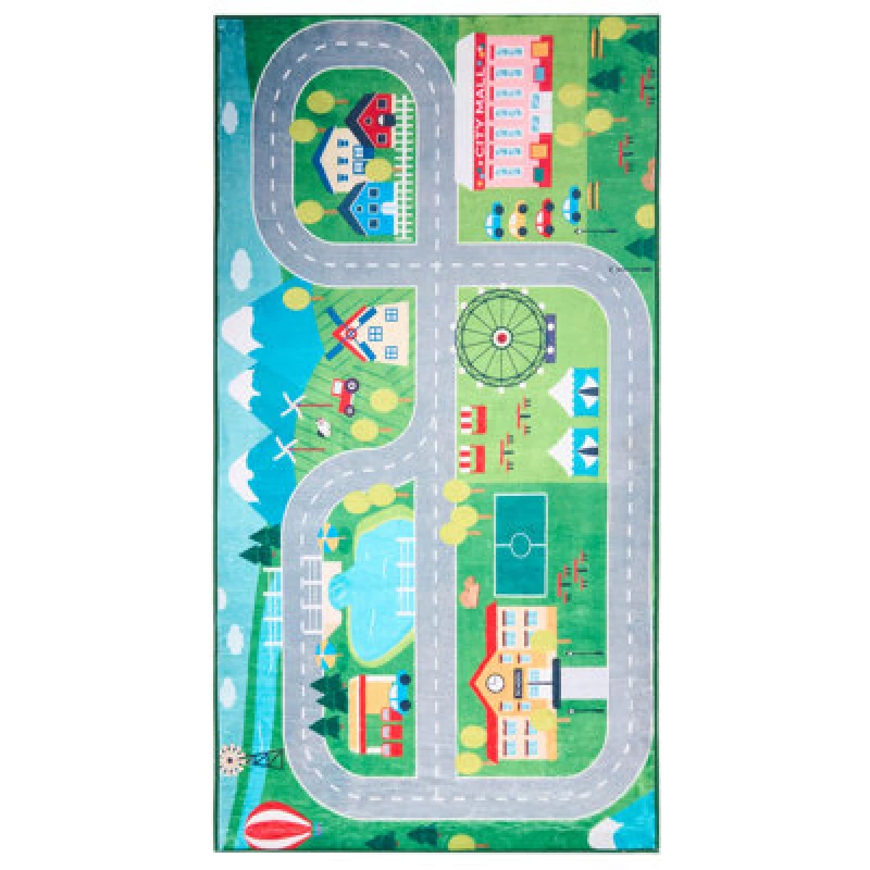 Image of Beliani Kids Rug Seben Green 80 X 150 Cm