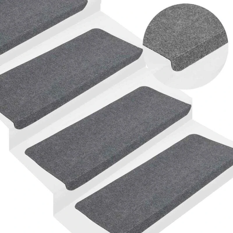 Image of VIDAXL Stair Mats Self-adhesive 15 pcs 65x24.5x3.5cm Grey Vidaxl 8720287018421