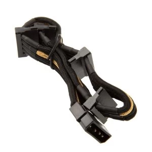 Image of Silverstone 4-pin Molex to 4x SATA cable 30cm - Black / Gold