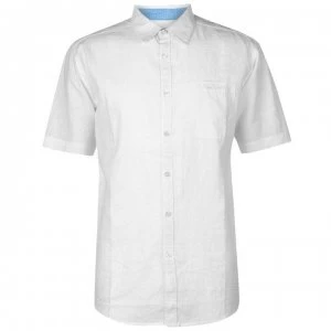 Image of Pierre Cardin Short Sleeve Linen Shirt Mens - White