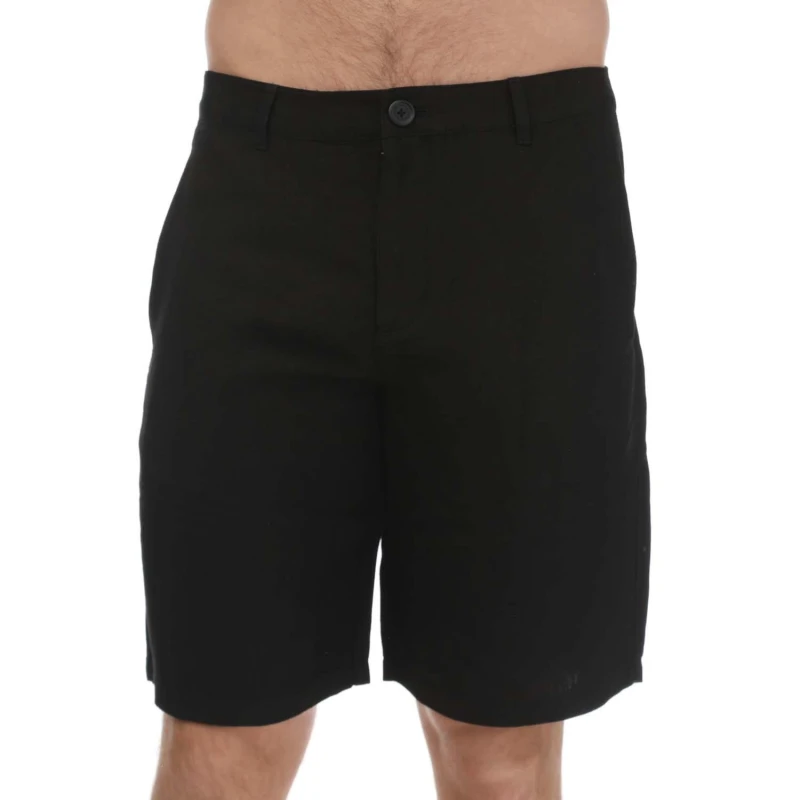 Image of Armani Exchange Linen Rayon Twill Shorts Black male 36 inch