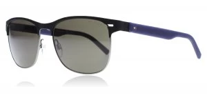 Image of Tommy Hilfiger 1401/s Sunglasses Matte Black / Blue R51 56mm