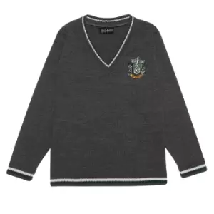 Image of Harry Potter Girls Slytherin House Knitted Jumper (7-8 Years) (Charcoal)