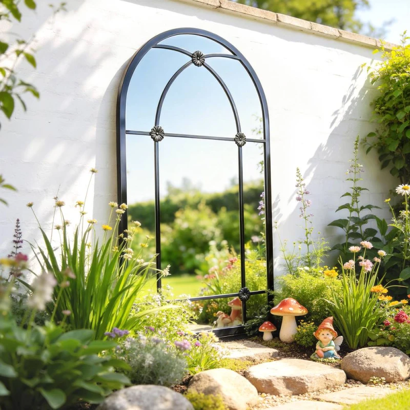 Image of OUTSUNNY Arched Mirror, Decorative Wall Mirrors, Black Size: 60cm x 100cm Black Unisex 60cm x 100 cm