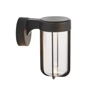 Image of Brushed Bronze Outdoor Wall Light with Glass Shade - IP44 Rated - Integrated LED