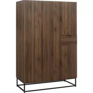 Image of Birlea - Houston Walnut Wooden 4 Door 1 Drawer Wardrobe
