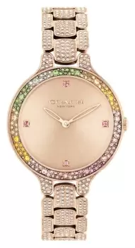 Image of Coach 14504166 Womens Chelsea Rose Gold Dial Rainbow Watch