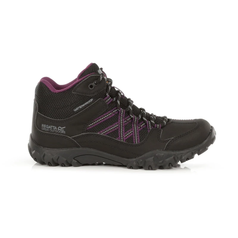 Image of Regatta Womens Edgepoint Waterproof Fabric Walking Boots UK Size 6.5 (EU 40) Black/Prune RWF622-ABL-6.5