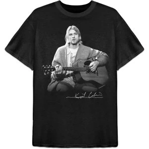 Image of Kurt Cobain - Guitar Live Photo Unisex Small T-Shirt - Black