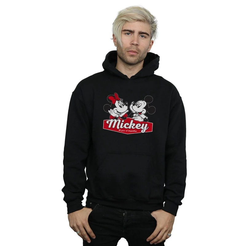 Image of Disney Men Mickie And Minnie 90 Years Hoodie in Black Size: Small Black S Male 5059308577009