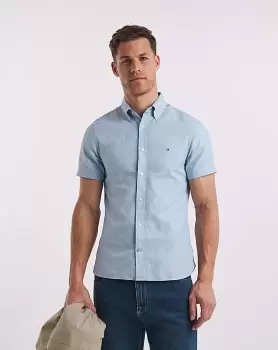 Image of Tommy Hilfiger Blue Linen Dobby Shirt