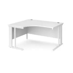 Image of Office Desk Left Hand Corner Desk 1400mm White Top With White Frame 1200mm Depth Maestro 25 MCM14ELWHWH