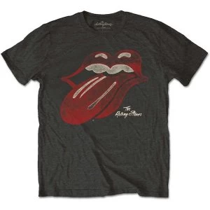 Image of The Rolling Stones - Vintage Tongue Logo Unisex Medium T-Shirt - Grey