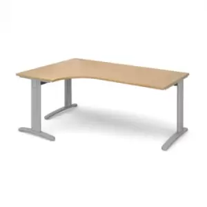 Image of Office Desk Left Hand Corner Desk 1800mm Oak Top With Silver Frame 1200mm Depth TR10 TDEL18SO