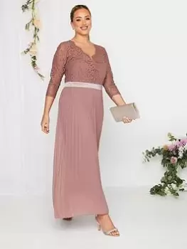 Image of Yours Occasion Lace Wrap Pleat Maxi Dress, Pink, Size 20, Women