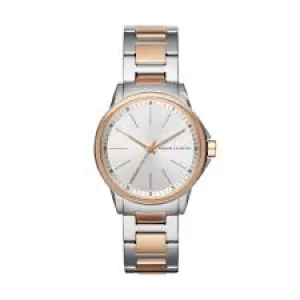 Image of Armani Exchange Womens Three-Hand Two-Tone Stainless Steel Watch - Rose Gold / Silver
