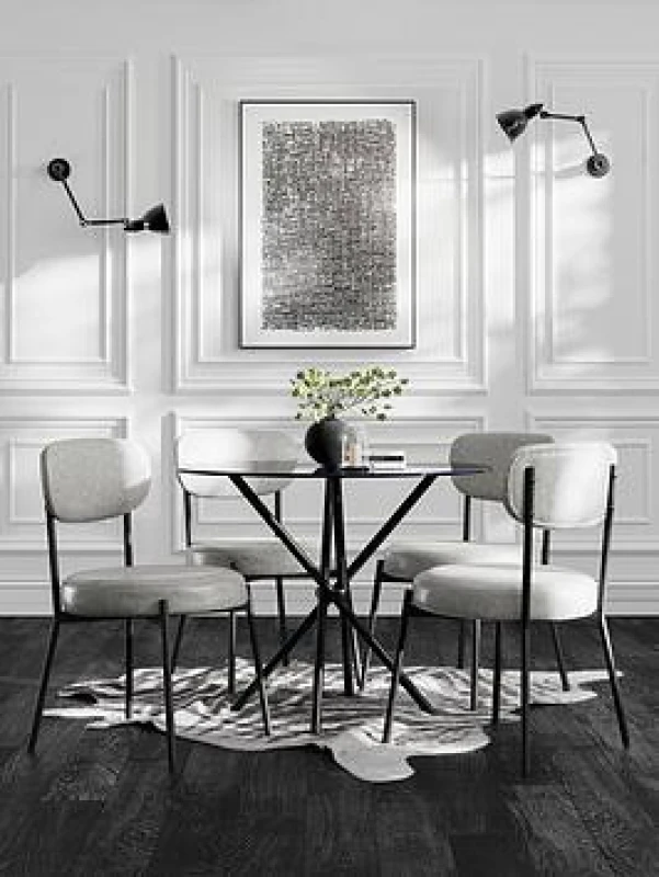 Image of LPD Casa 90cm Smoked Glass and Black Dining Table