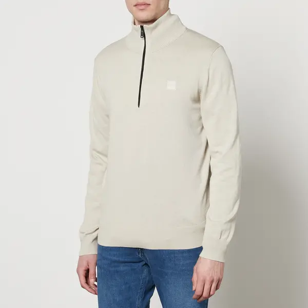 Image of Boss Orange Kanobix Cotton and Cashmere-Blend Jersey Sweatshirt - L Beige Hoodies and Sweatshirts male 50494387-271 L