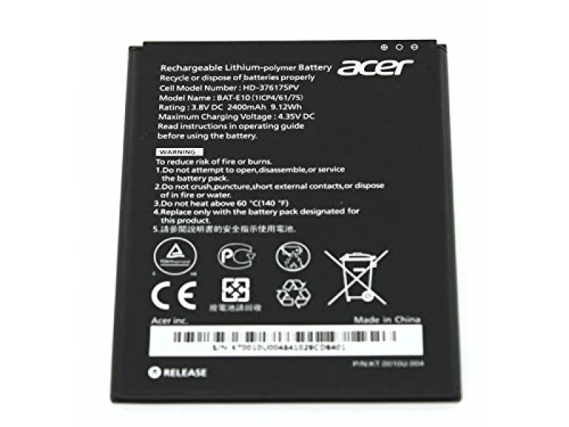 Image of Acer KT.0010U.004 mobile phone spare part Battery Black