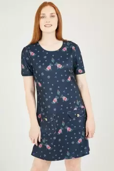 Image of Navy Mistletoe Terrier Tunic Dress with Pockets