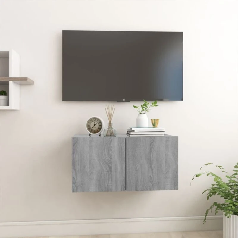 Image of Vidaxl Hanging TV Cabinet Grey Sonoma 60X30X30 Cm Engineered Wood, Grey 815870