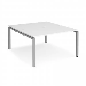 Image of Adapt II Back to Back Desk s 1400mm x 1600mm - Silver Frame White top