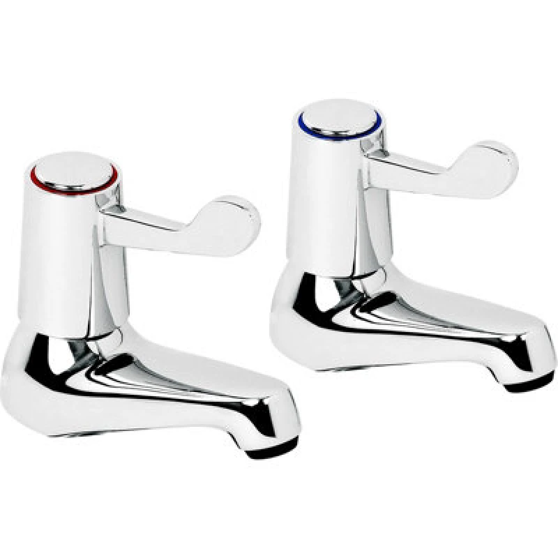Image of Nes Home Chrome Twin Lever 3/4" Contract Bath Taps with Ceramic Disc Hot and Cold Tap Set Silver unisex