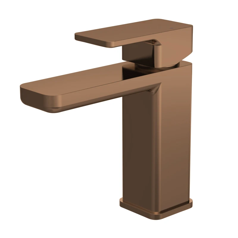 Image of Balterley Square Mono Basin Mixer Tap with Push Button Waste - Brushed Bronze in Brown Brown Unisex
