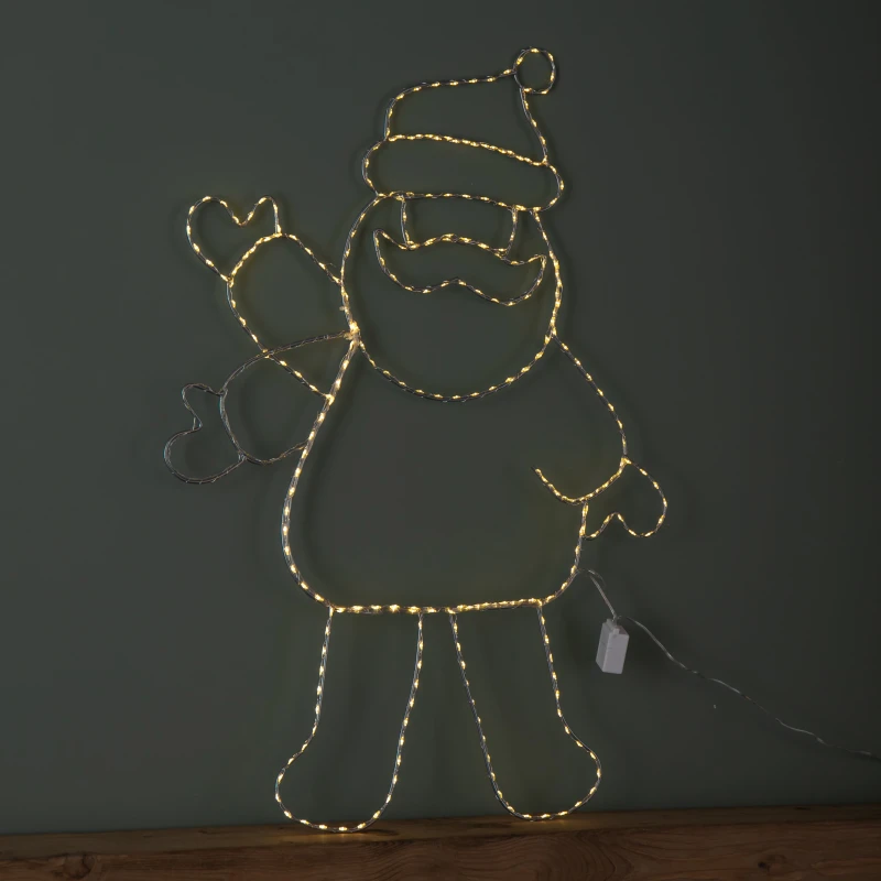 Image of 79cm x 54cm Light up Waving Santa Christmas Silhouette with Warm White LEDs
