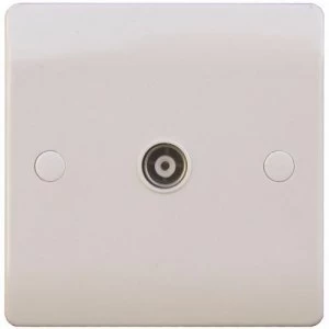 Image of ESR Sline White Coaxial TV Outlet Un-Isolated Single Wall Plate