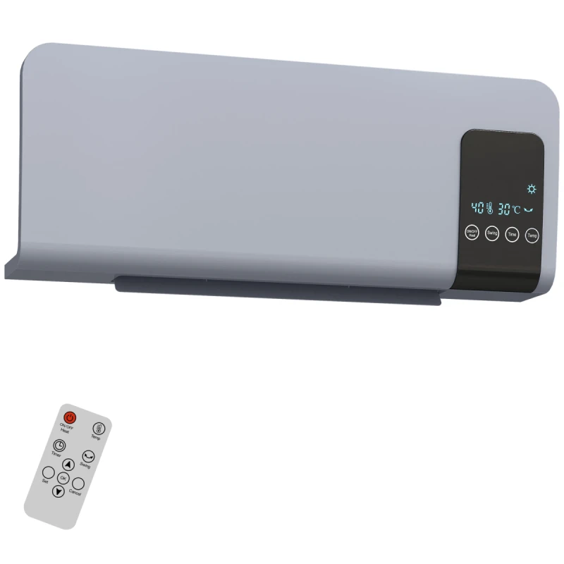 Image of HOMCOM 2000W Wall Mounted Ceramic Heater with Remote Control for Home, Grey 820-294V70GY