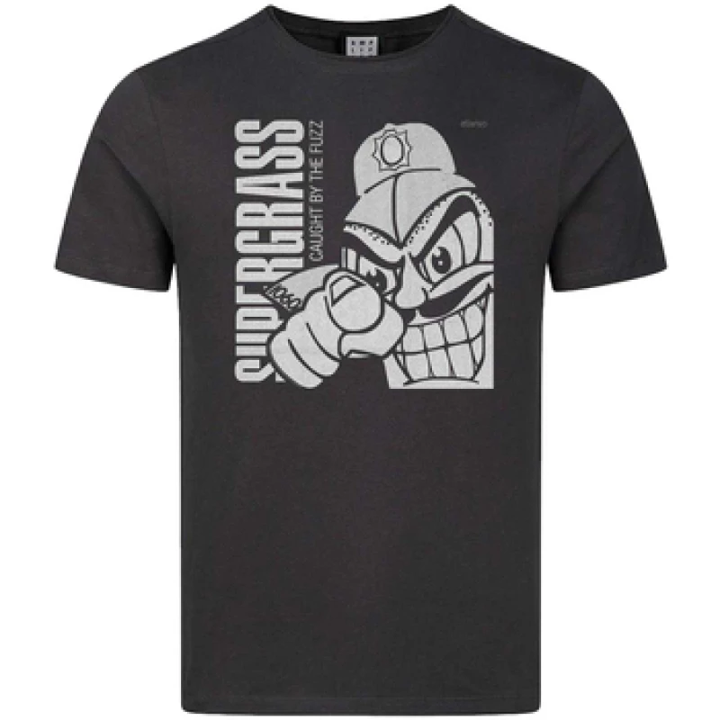 Image of Amplified Mens Fuzz Supergrass T-Shirt in Charcoal Size: XS Charcoal Male XS