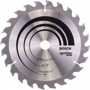 Image of Bosch Optiline Wood Cutting Saw Blade 190mm 24T 20mm