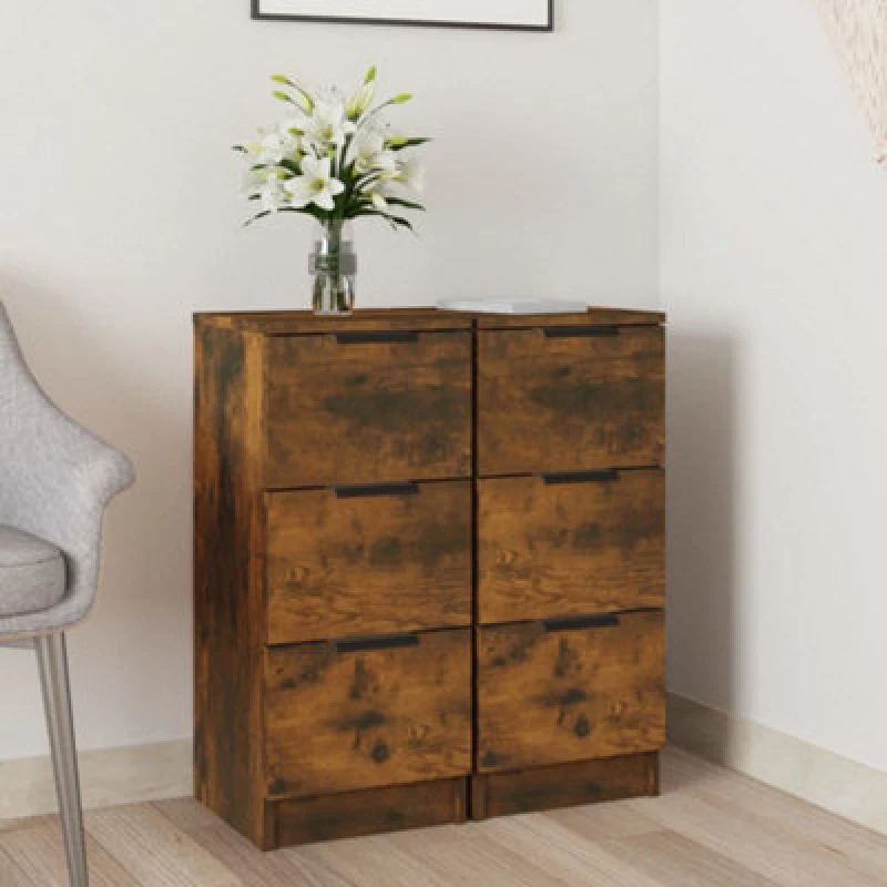 Image of VIDAXL Sideboards 2 pcs Smoked Oak 30x30x70cm Engineered Wood vidaXL 8720287084082