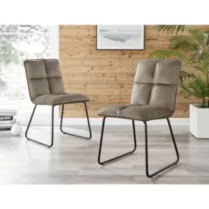 Image of Menen Taupe Fabric Black Leg Dining Chairs (set of 2)