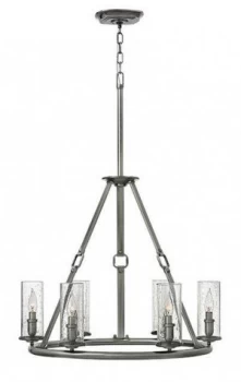 Image of 6 Light Multi Arm Chandelier Antique Nickel Finish, E14